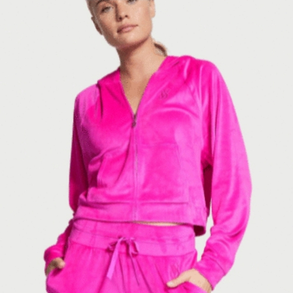 Victoria's Secret "On Point" Velour Full-Zip Hoodie - Picture 3 of 14